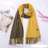 FBT - Double Sided Winter Women Cashmere Fringe Scarf - FashionByTeresa
